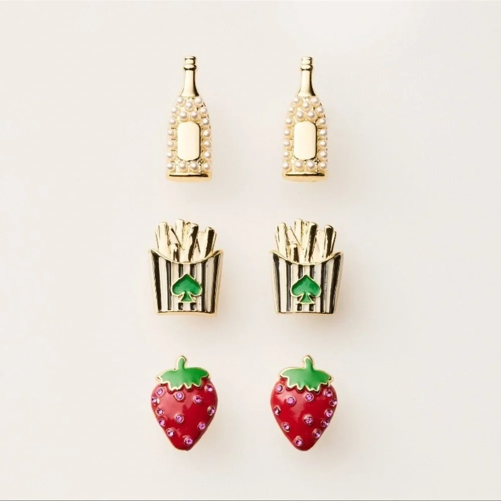 NWT Kate Spade Mixed Novelty Stud Earrings 3pk